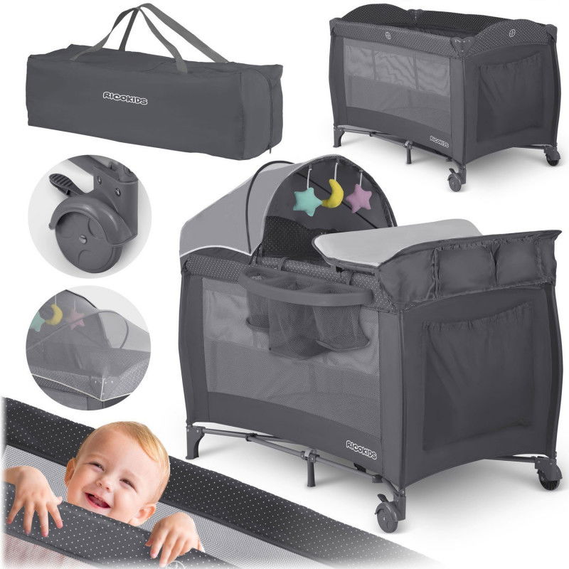 Reisebett für Kinder 125 x 65 x 78 cm RK-242 Anthrazit