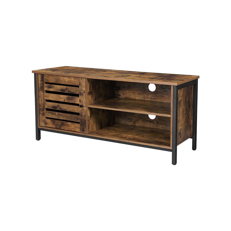 TV-Schrank für bis zu 50 Zoll Fernseher, TV-Konsole, TV-Ständer, Schrank mit Lamellentür, 2 Einlegeböden