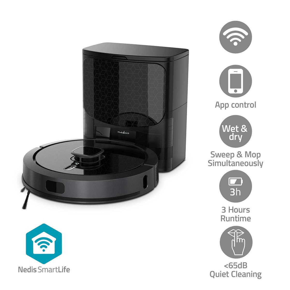 Aspirateur robot avec navigation laser, Wi-Fi, autonomie de 3 heures
