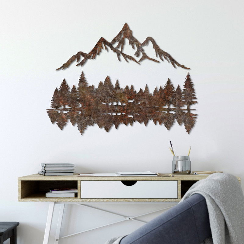 Accessoire Mural Déco en Métal Paysage Rouillé 2