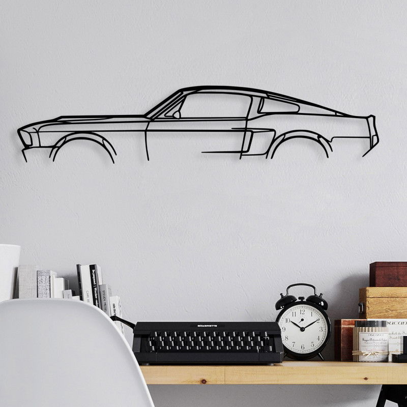 Accessoire mural décoratif en métal 1967 Ford Mustang Shelby GT500 Silhouette