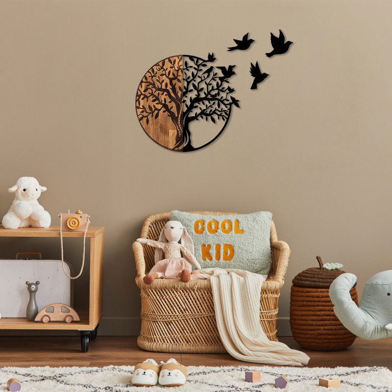 Accessoire Mural Déco en Bois Arbre et Oiseaux - 322