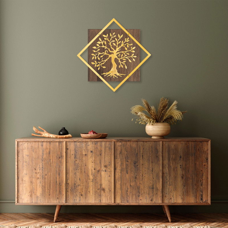 Accessoire Mural Décoratif en Bois Arbre v2 - Or