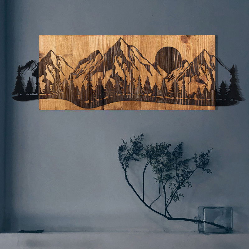 Accessoire mural décoratif en bois Coucher de soleil