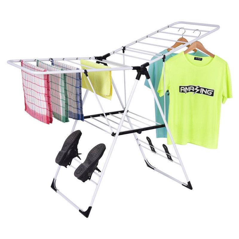 Verstellbarer Wäscheständer aus Metall – faltbar, 2-stufiges Design
