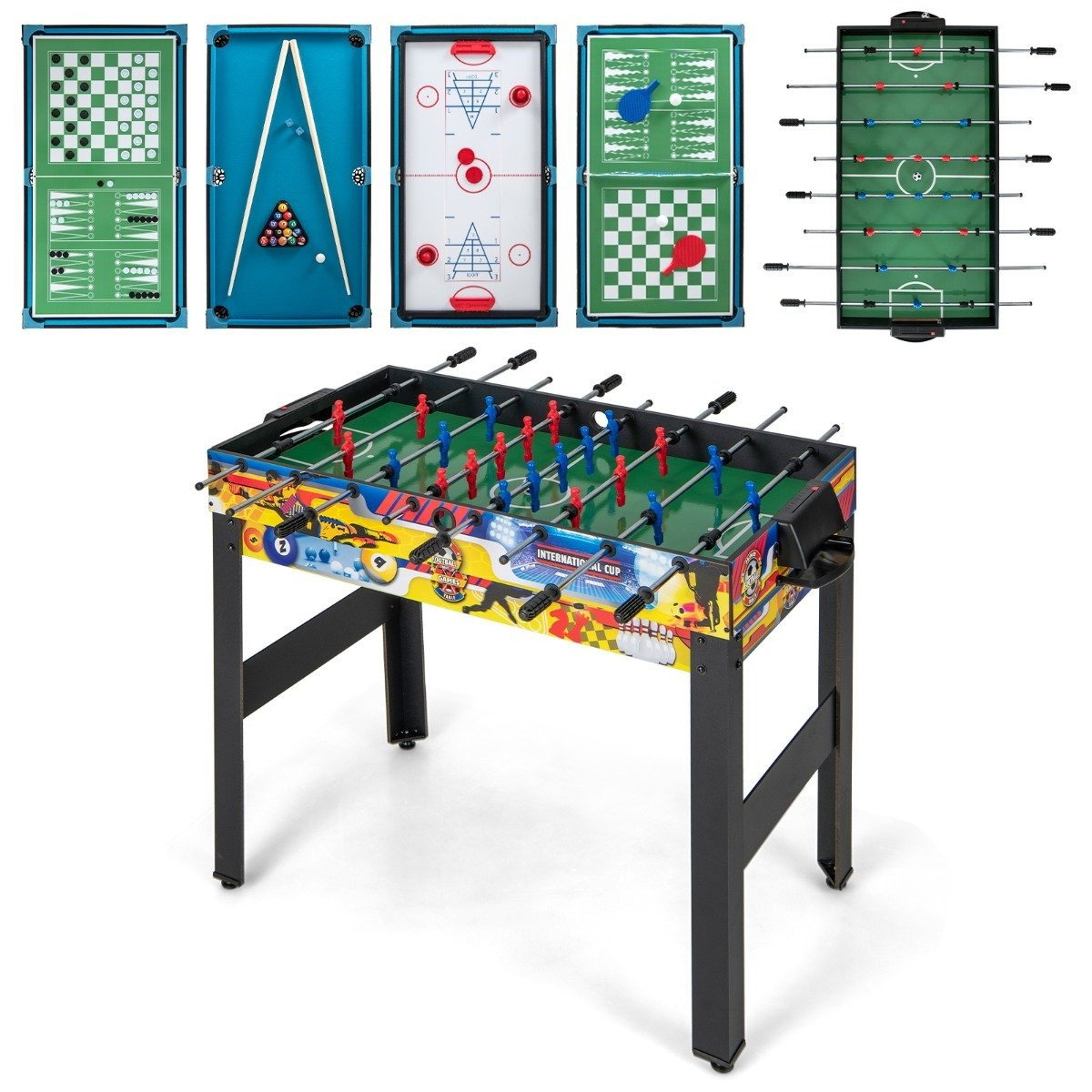 Ensemble de jeu 12 en 1 : baby-foot, air hockey, billard