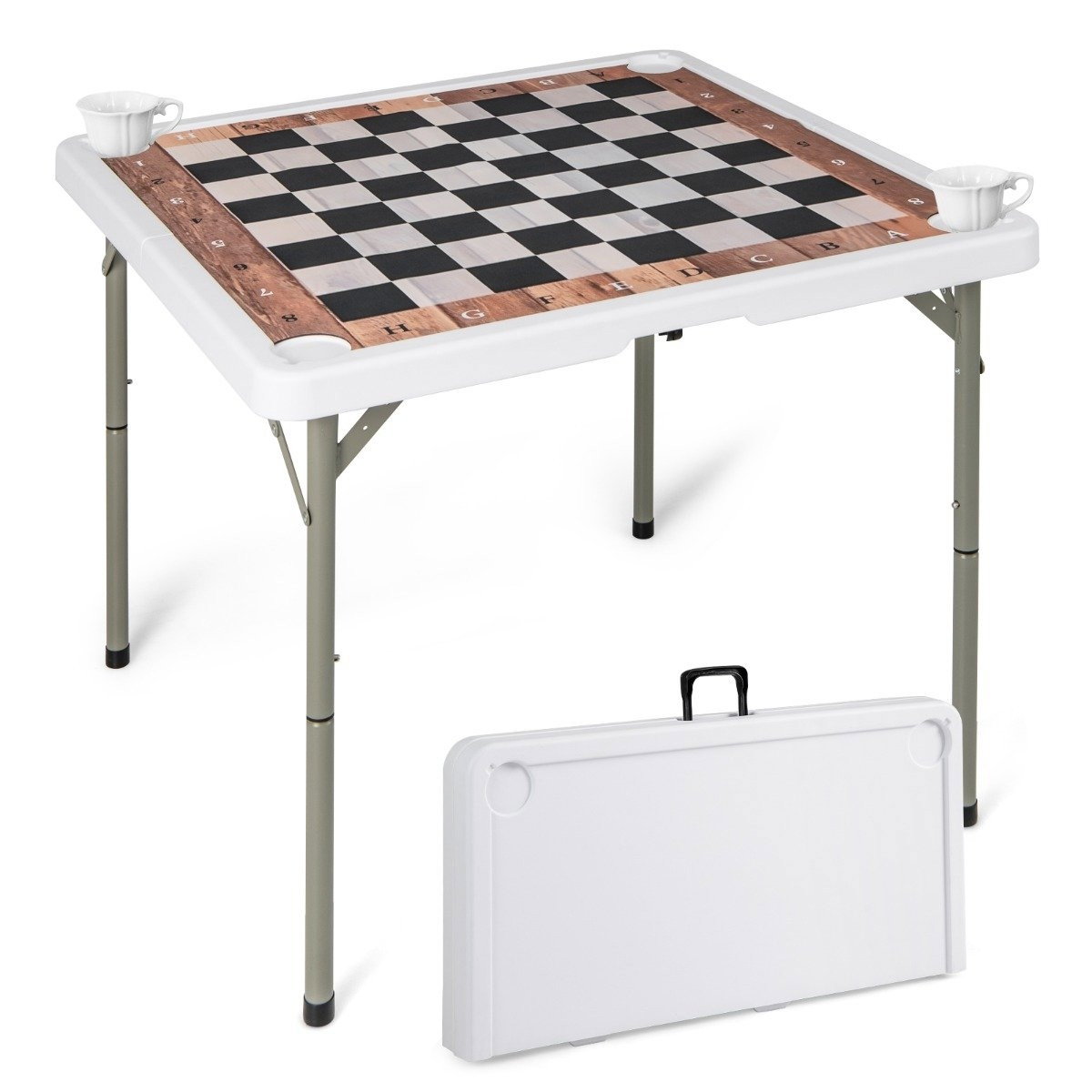 Table d'échecs pliante avec tapis amovible et porte-gobelets
