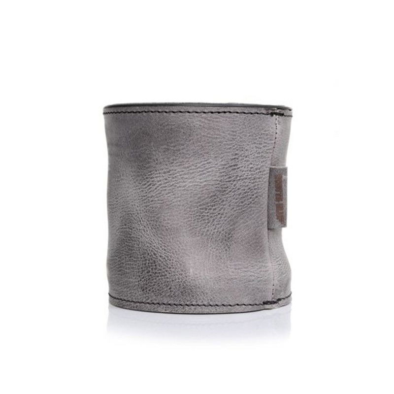 Grauer Blumentopf aus Leder, groß – 31 cm