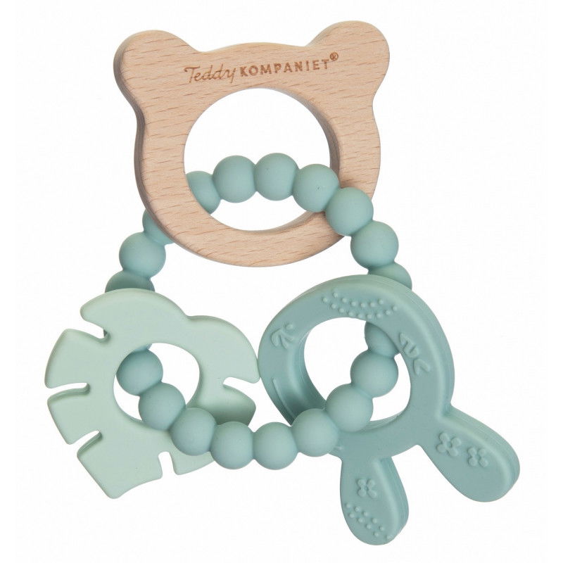 Beißring für Babys, Silikon & Holz, beruhigt das Zahnfleisch