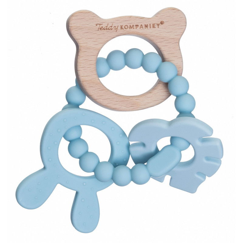 Beißring für Babys, Silikon & Holz, beruhigt das Zahnfleisch