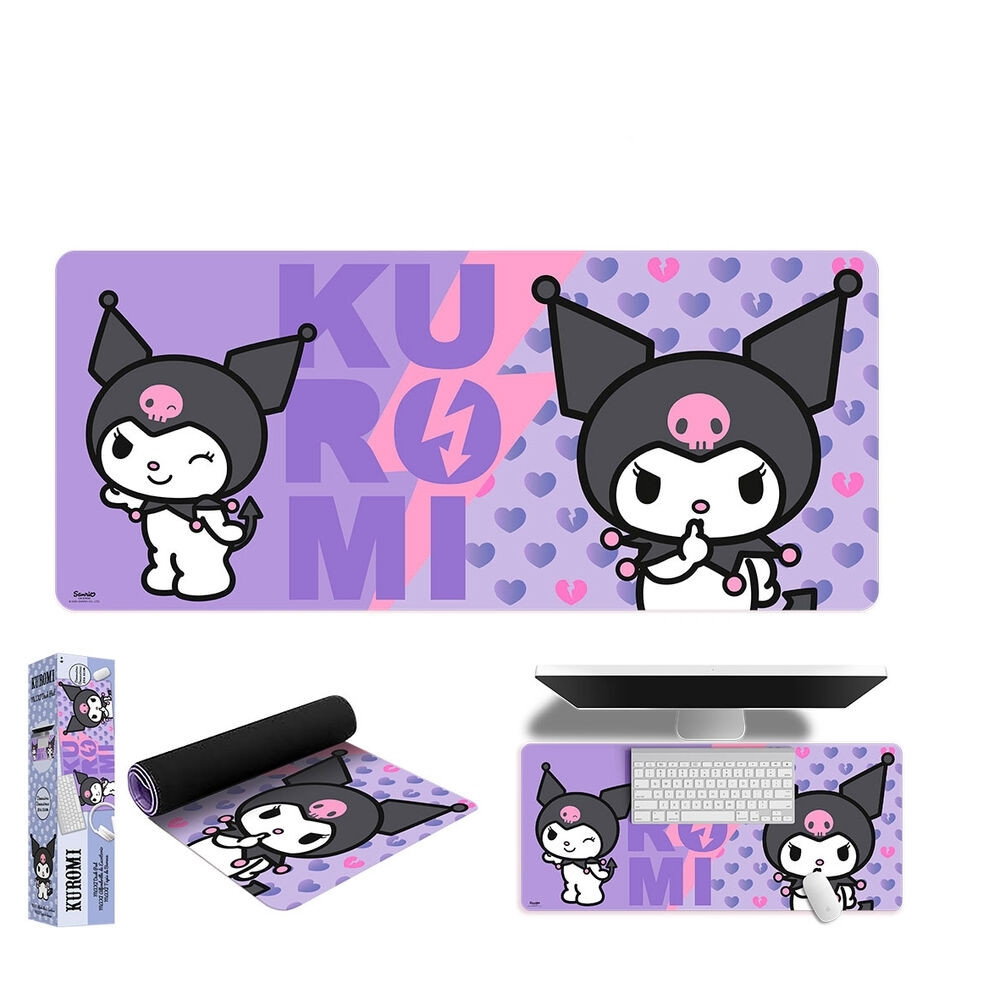 Tapis de bureau de jeu, motif Hello Kitty Kuromi, grand format