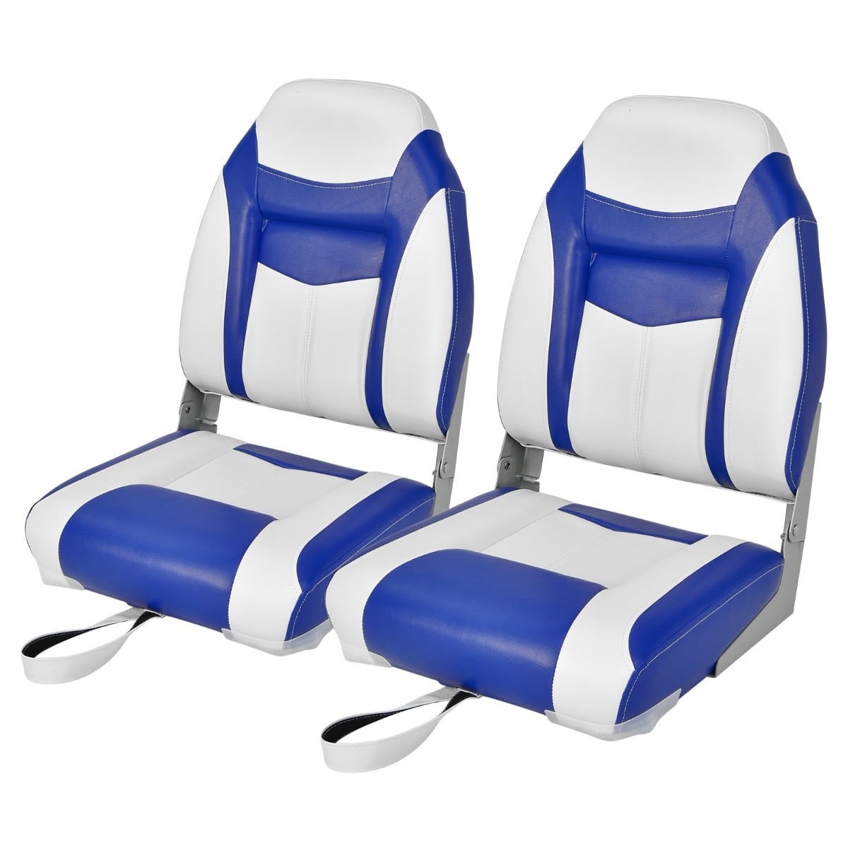 Ensemble de siège de bateau pliable, dossier haut, coussin en mousse épaisse, bleu