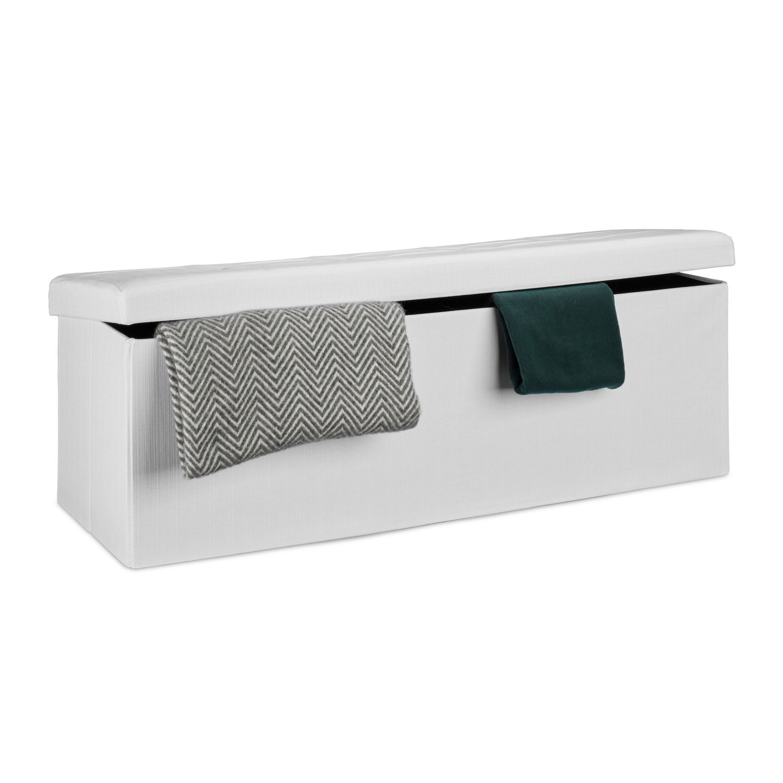 Banc de rangement pliable en tissu lin
