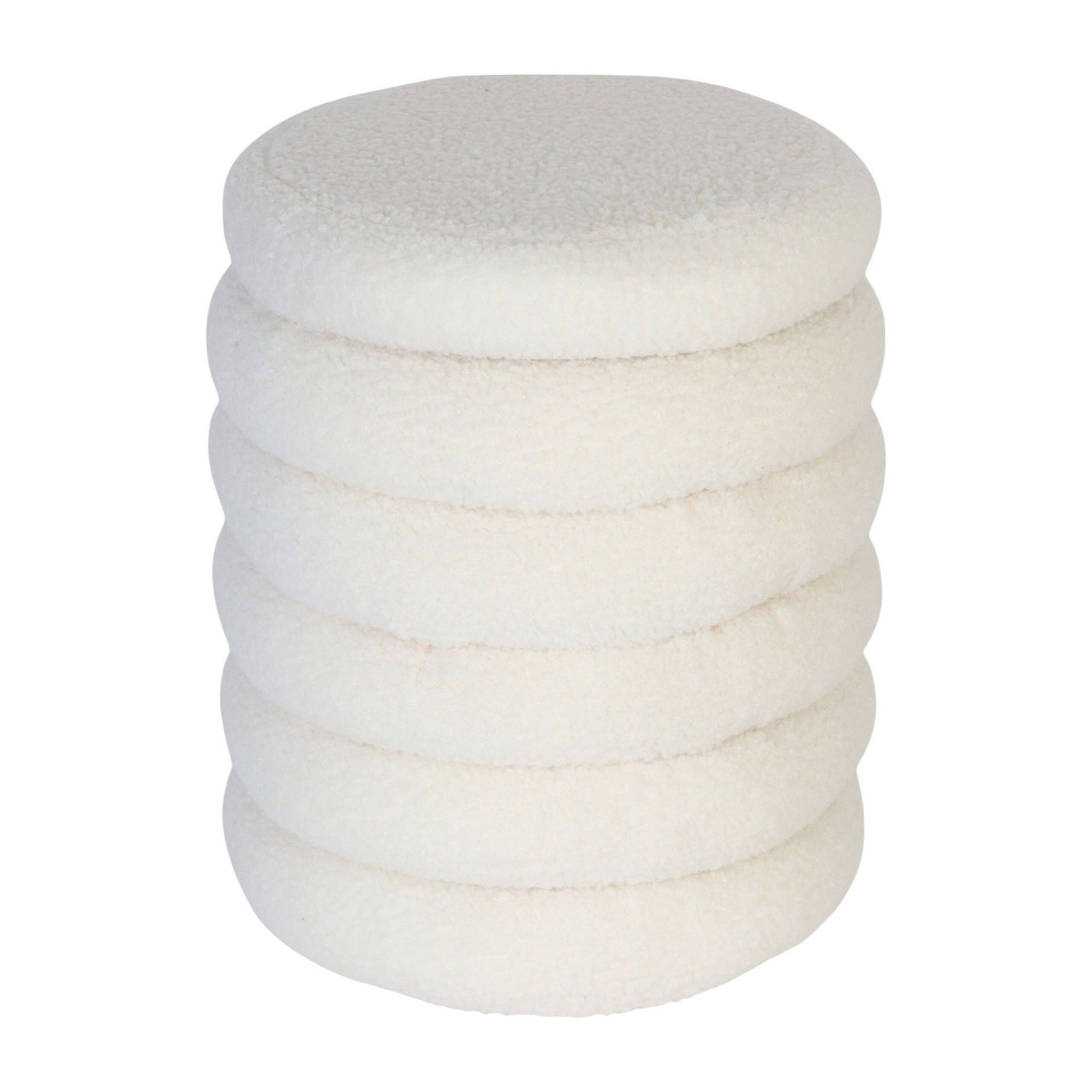 Tabouret de rangement en tissu Teddy – Pouf rond style scandinave chic
