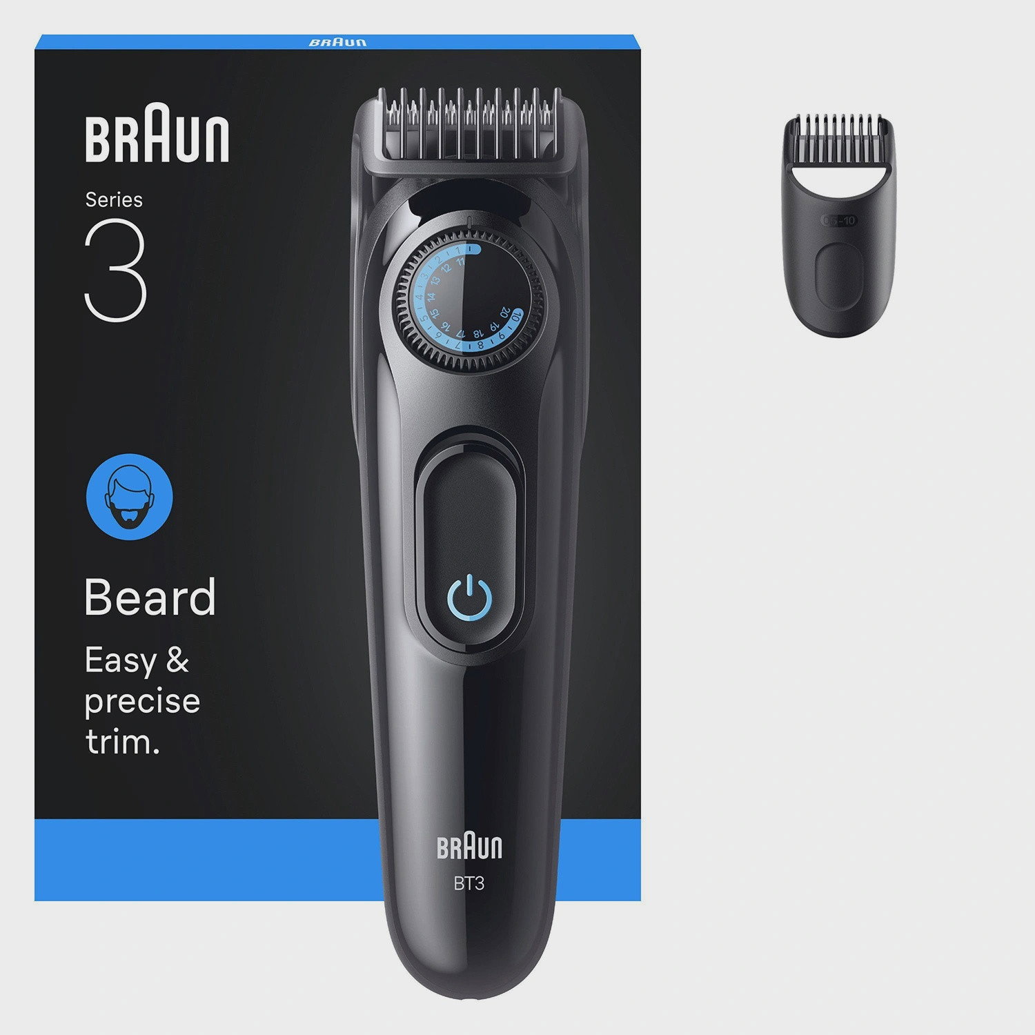 Tondeuse à barbe avec 40 réglages de longueur, noir/bleu