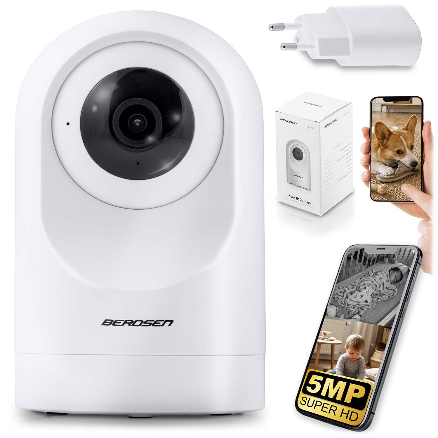 5-MP-WLAN-IP-Kamera – Nachtsicht, Bewegungserkennung