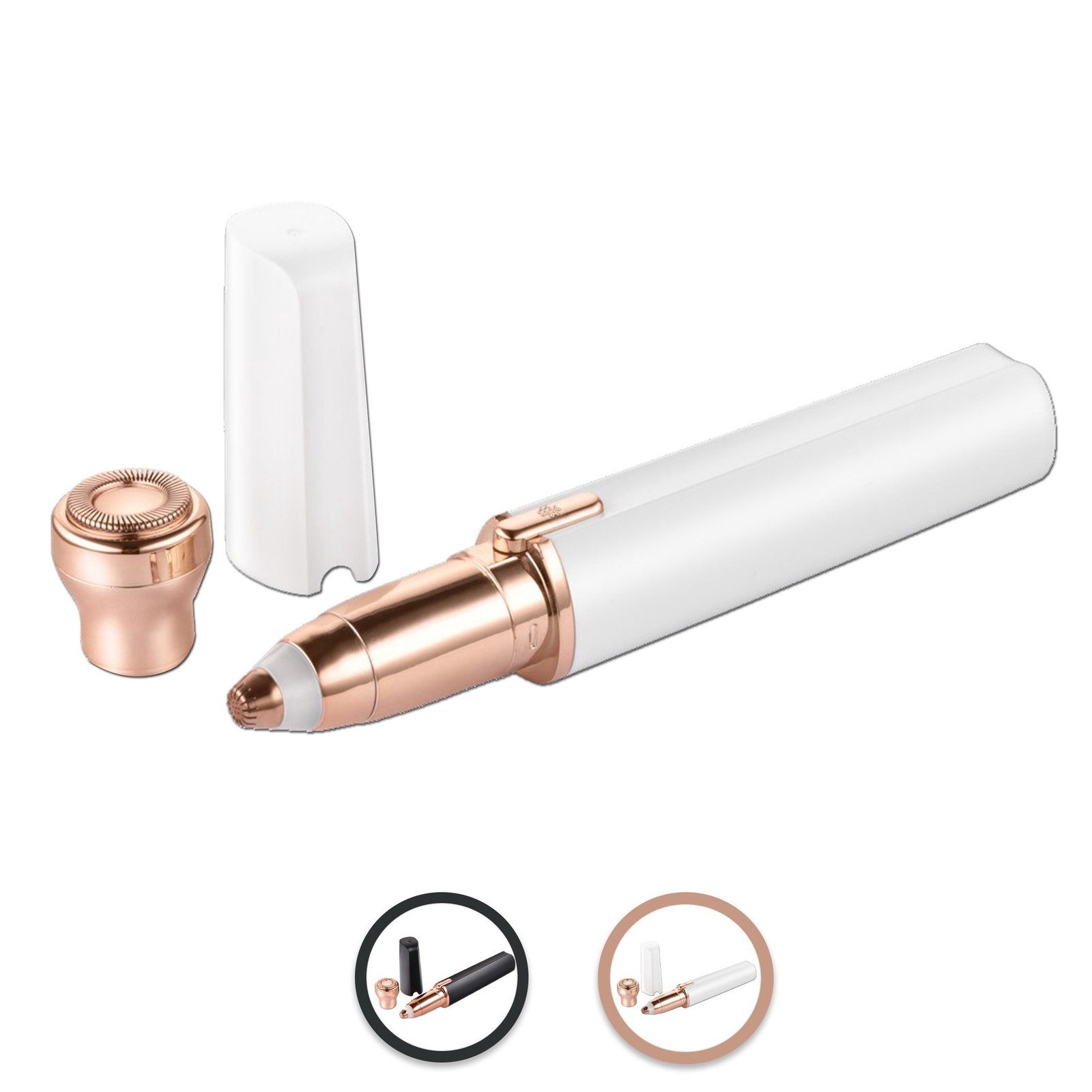 Augenbrauentrimmer – 2-in-1-Gesichtsrasierer, LED, Weiß