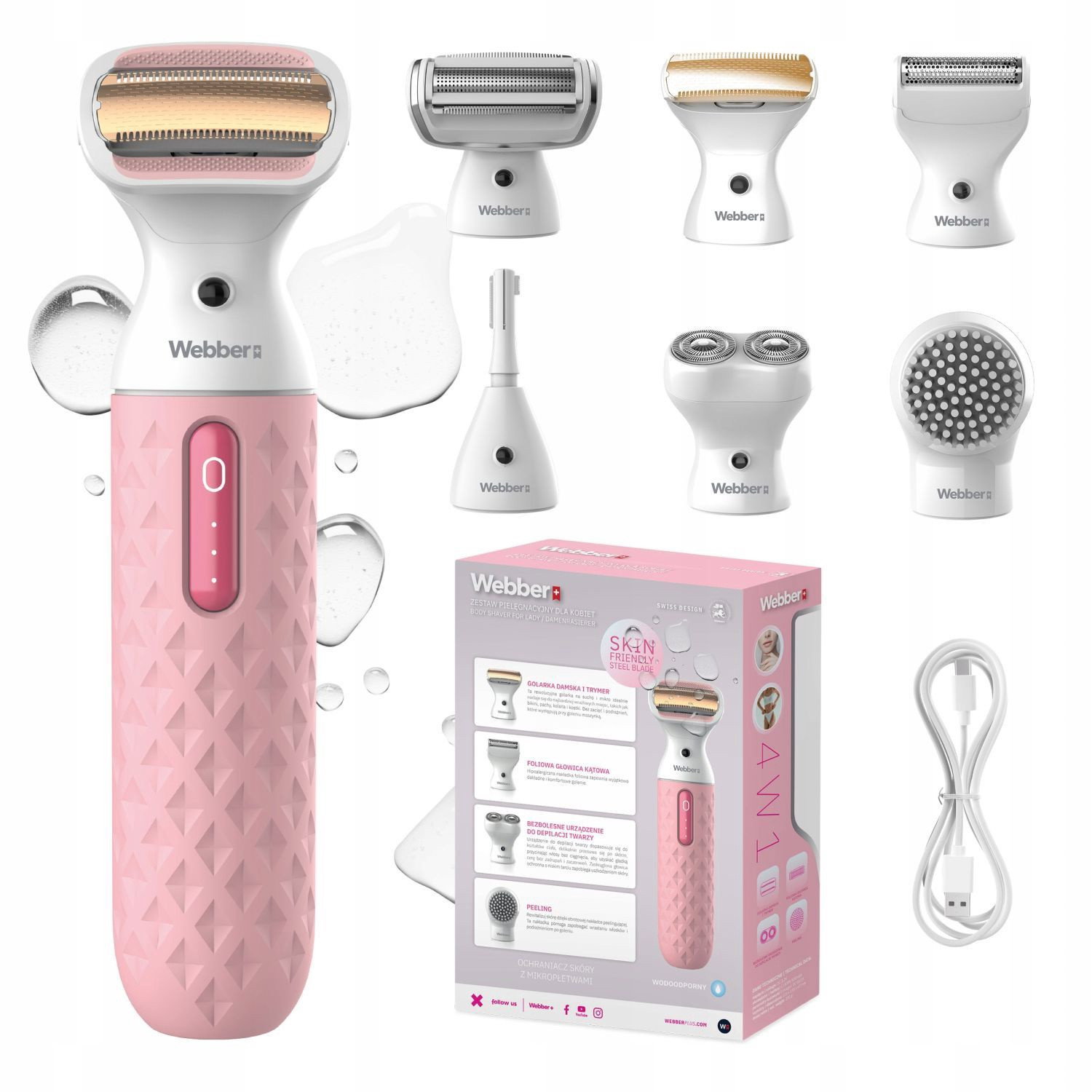 Rasoir et tondeuse sans fil 4 en 1 pour femmes – Utilisation sur peau sèche ou humide