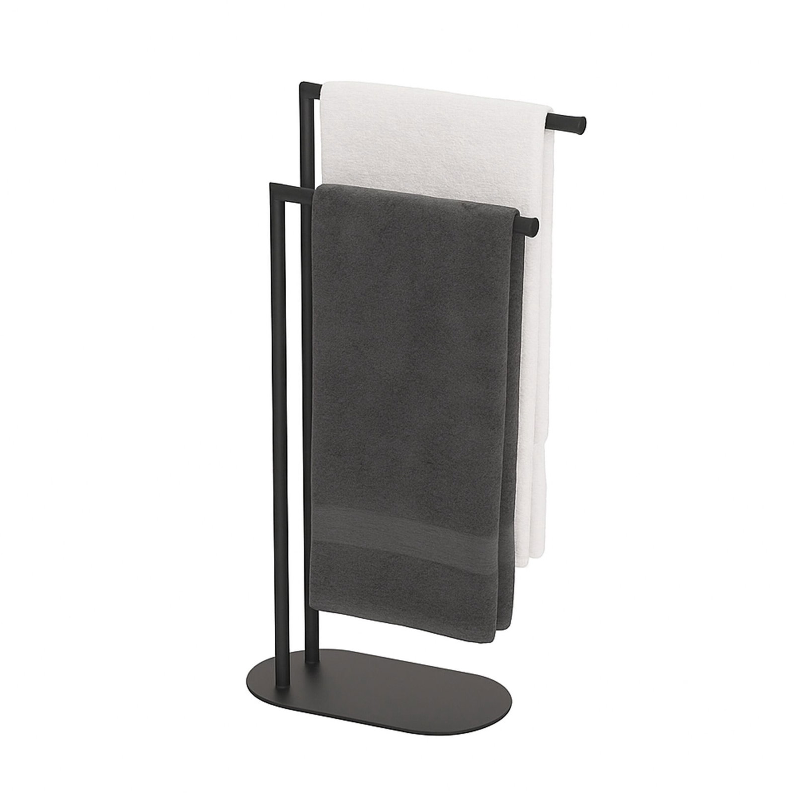 Porte-serviettes autoportant en métal – 2 barres, design compact