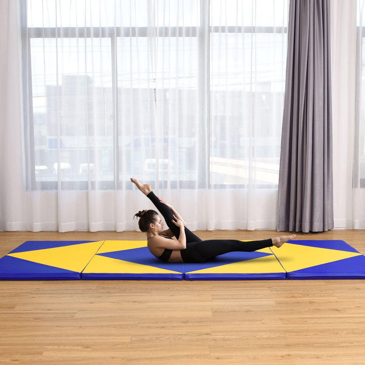 Faltbare Gymnastikmatte 300 x 120 x 5 cm, PU-Leder