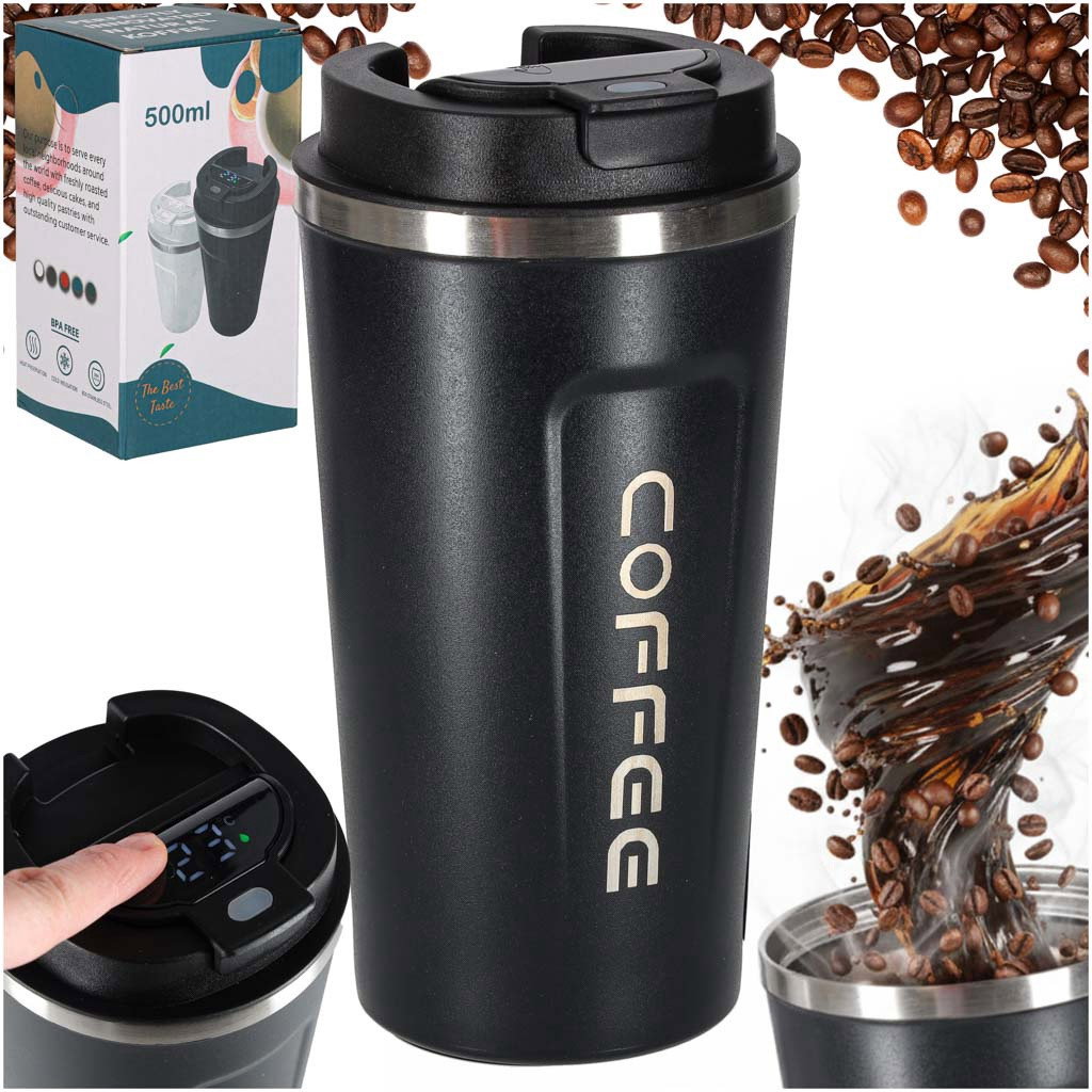 Mug de voyage avec affichage LED de la température, 500 ml, noir