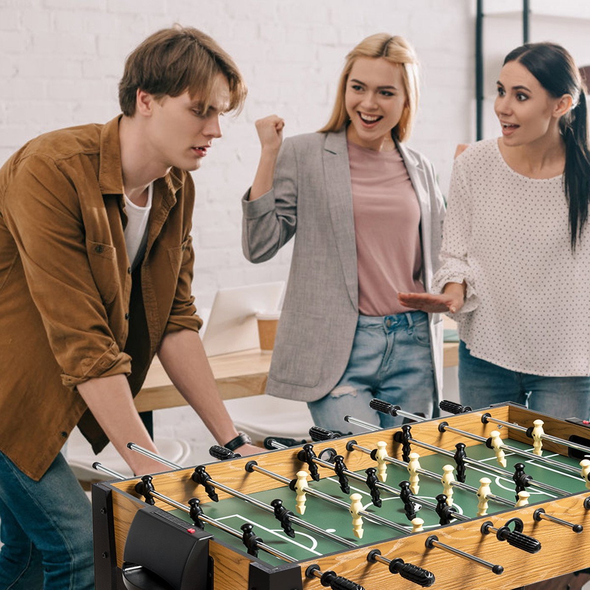 Tischfußballtisch, 48 Zoll (ca. 122 cm) großer Spieltisch aus Holz mit Nivellierfüßen