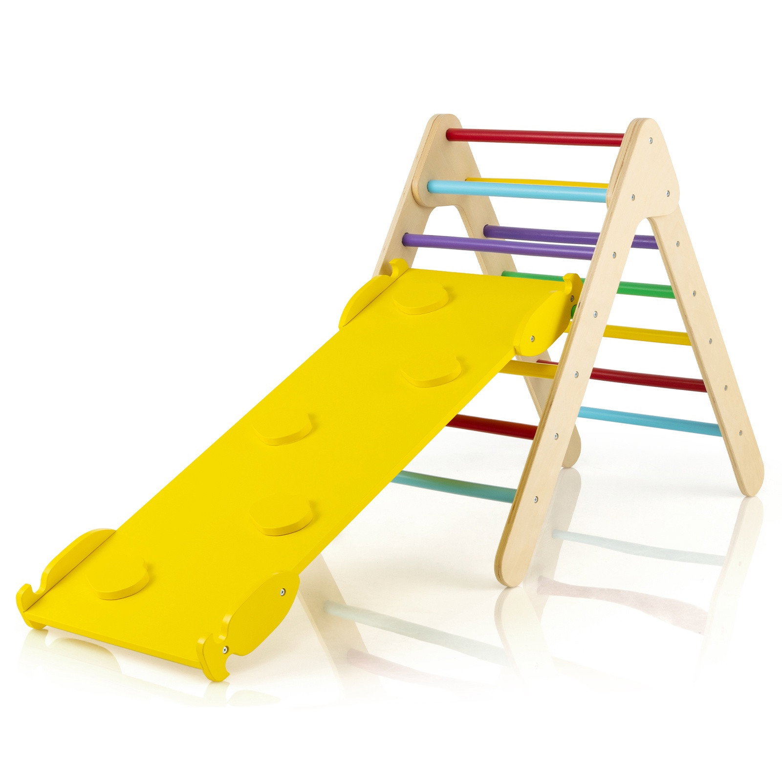 Ensemble d'escalade triangulaire en bois, rampe réversible 3 en 1