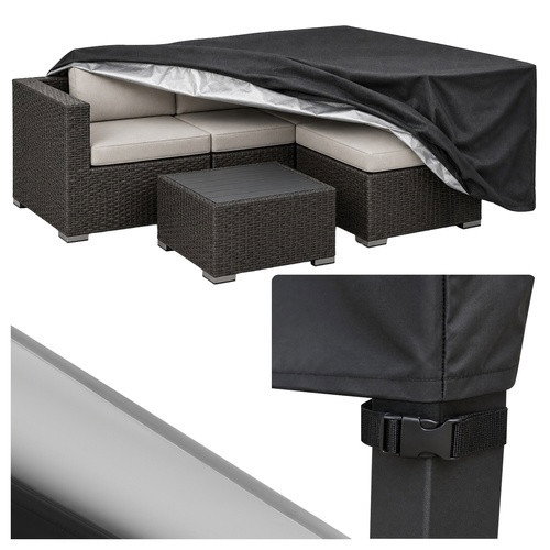 Housse imperméable pour mobilier de jardin 205 x 160 x 70 cm, noire