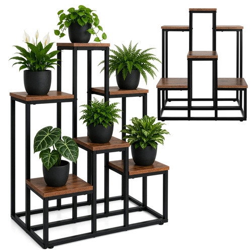 Support à plantes en métal, style loft à 6 niveaux, 67 cm