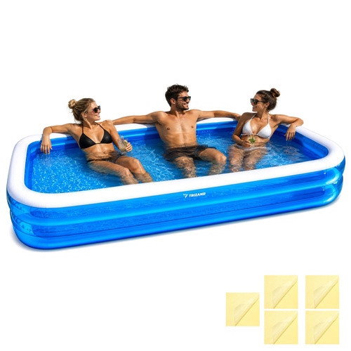 Grande piscine gonflable de jardin, 305 x 183 x 50 cm, bleue