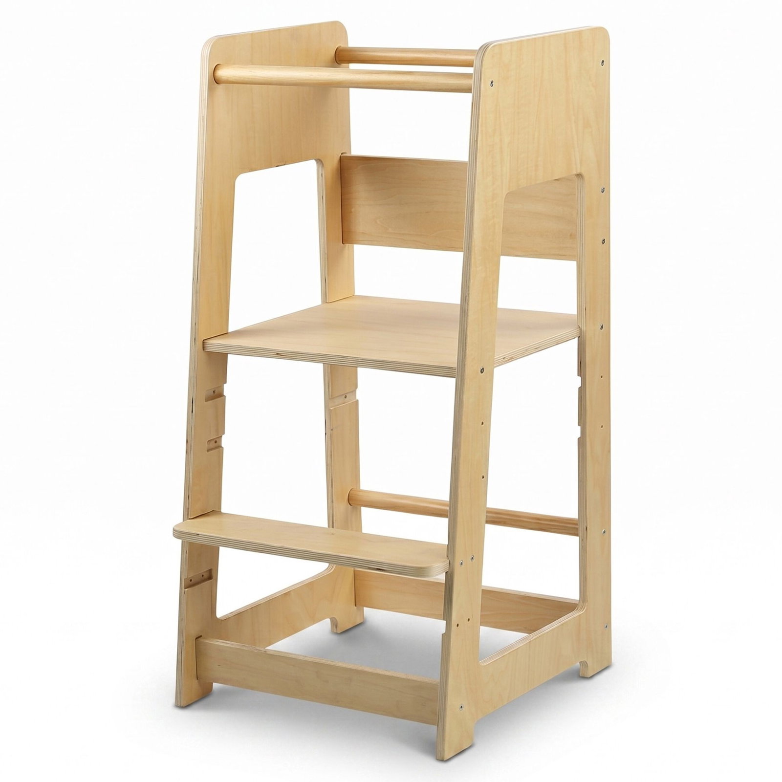 Tour d'escalade pour tout-petits, hauteur réglable, bois naturel