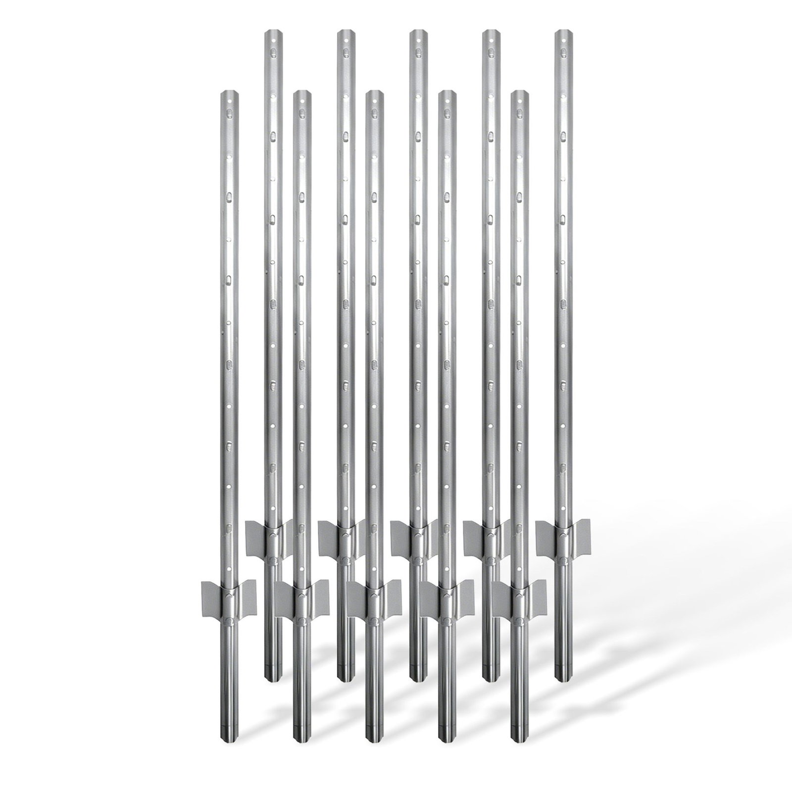 Poteaux de clôture en acier avec ancrages au sol, 90 cm – Lot de 10