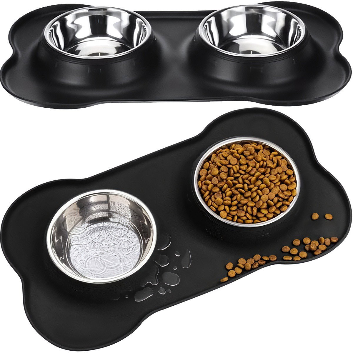 Gamelle double pour chien et chat - 2 x 450 ml