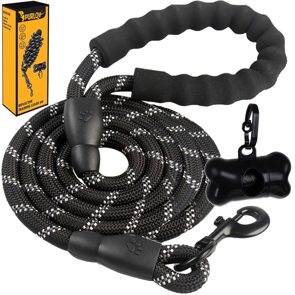 Hundeleine mit Reflex und Kotbeutelhalter – 5 m