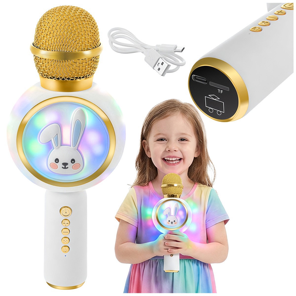 Kabelloses Karaoke-Mikrofon für Kinder – Bluetooth, RGB, 5-Watt-Lautsprecher