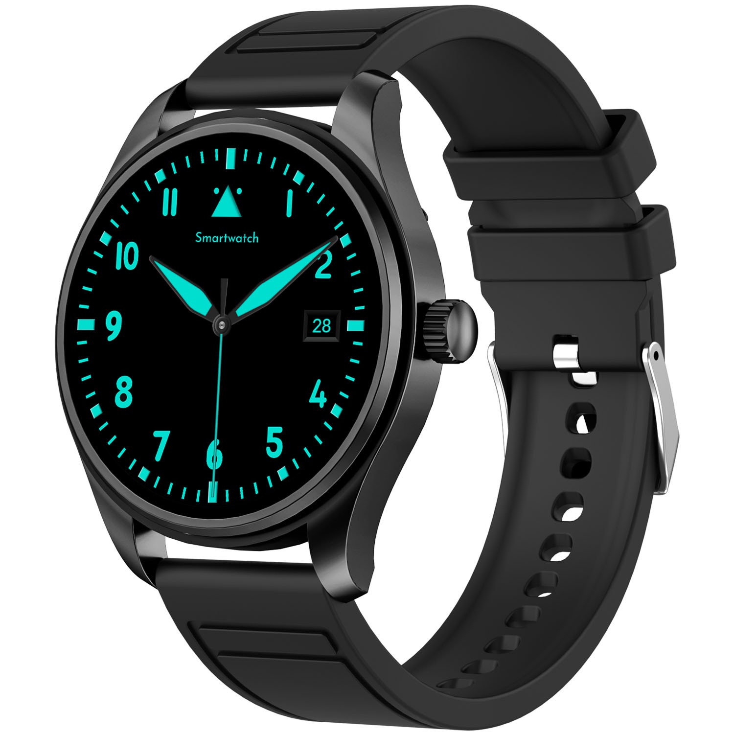 Montre connectée avec écran AMOLED rond de 1,32 pouce, noire