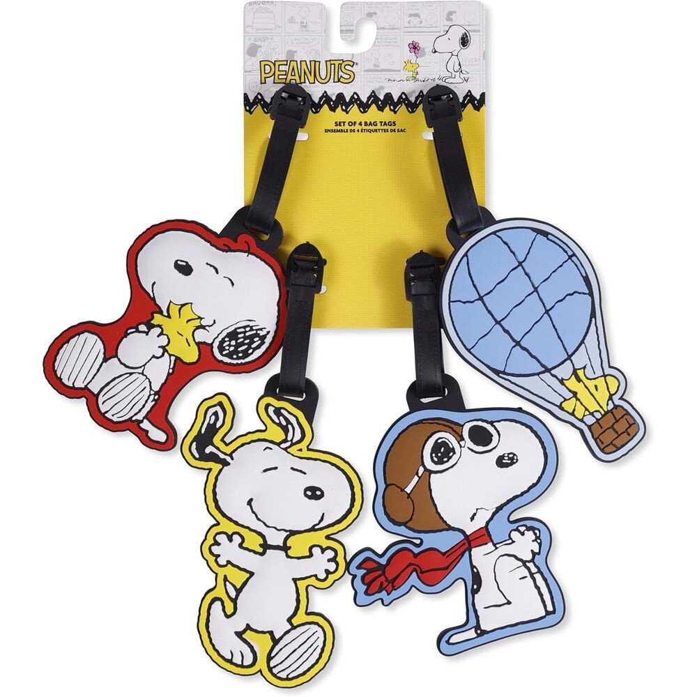 Étiquettes à bagages Snoopy Peanuts (lot de 4)