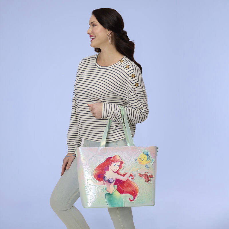 Sac cabas Loungefly Disney La Petite Sirène Ariel, Polochon et Sébastien avec porte-monnaie