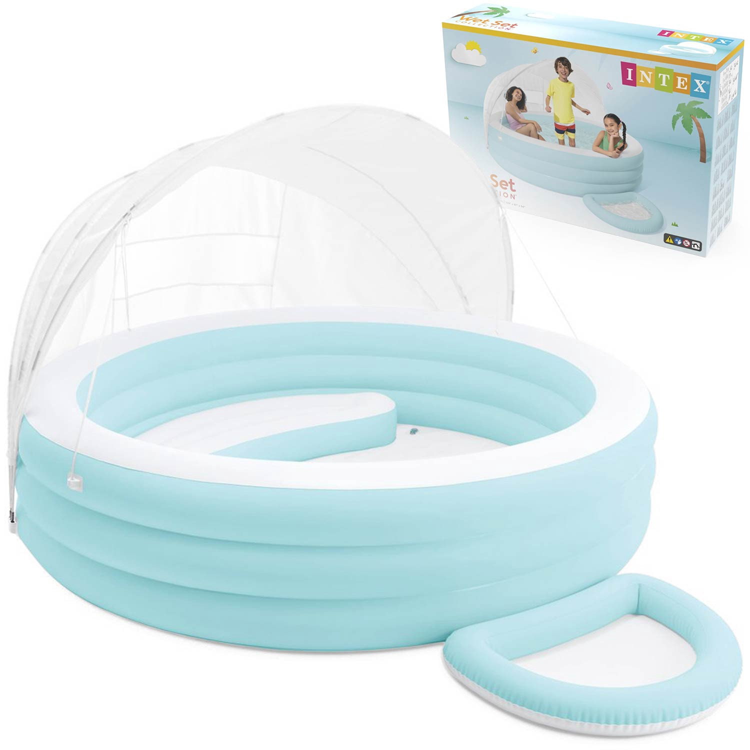 Piscine familiale gonflable avec auvent anti-UV amovible, 327 x 221 cm