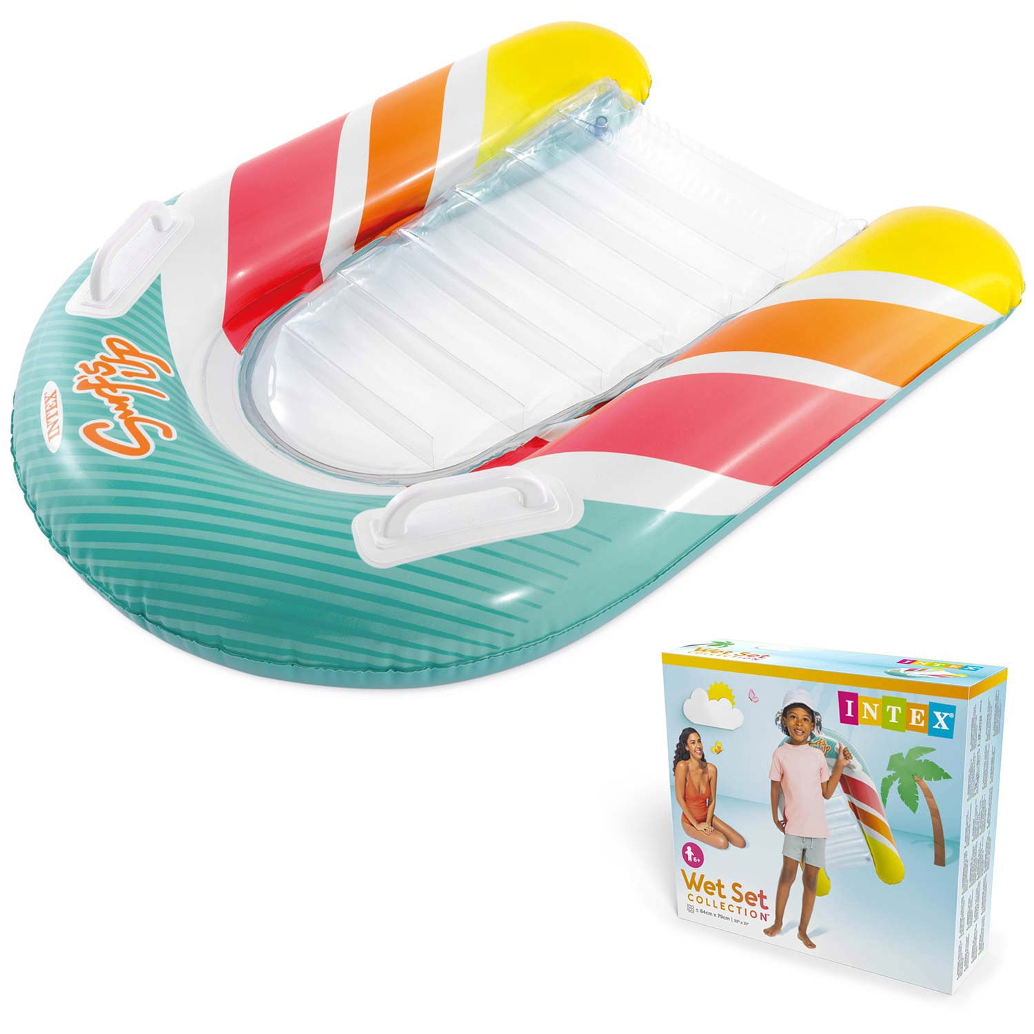 Planche de surf gonflable pour enfants avec poignées, 112 x 62 cm